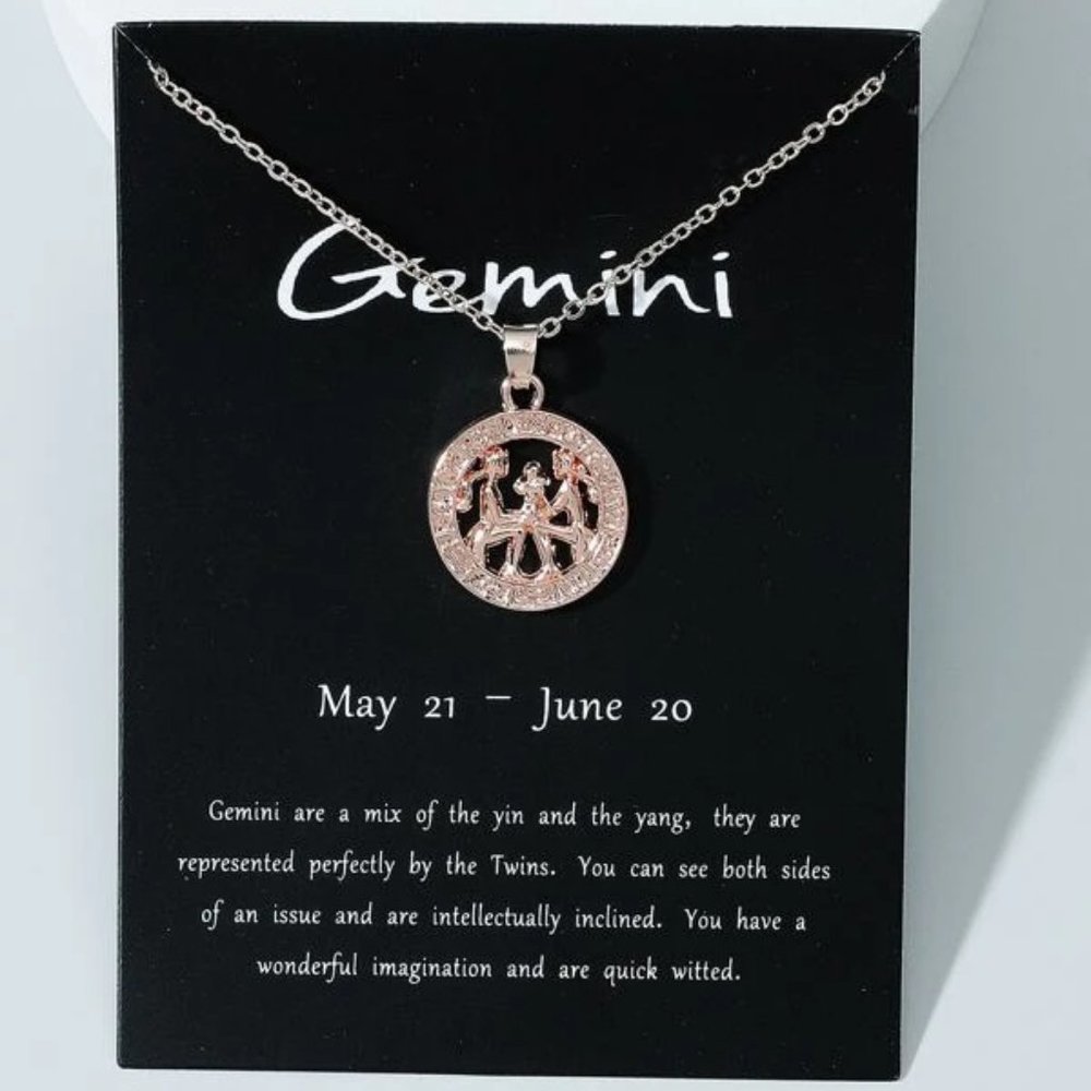 Gemini Zodiac Rose Gold Necklace